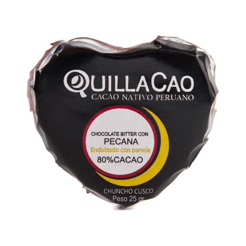 Corazones Bitter con Pecanas 80% Cacao Quillacao 25 g