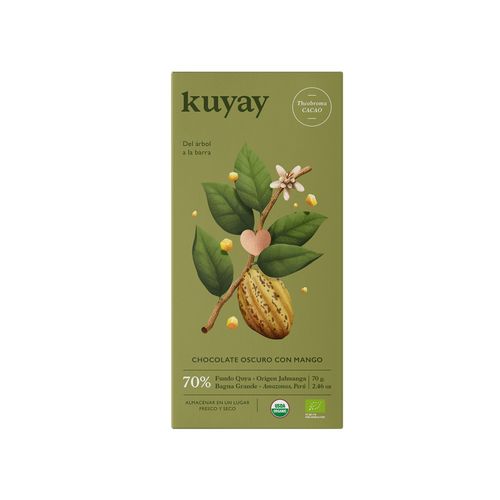 Chocolate Dark con Mango Deshidratado 70% Cacao Kuyay 70 g