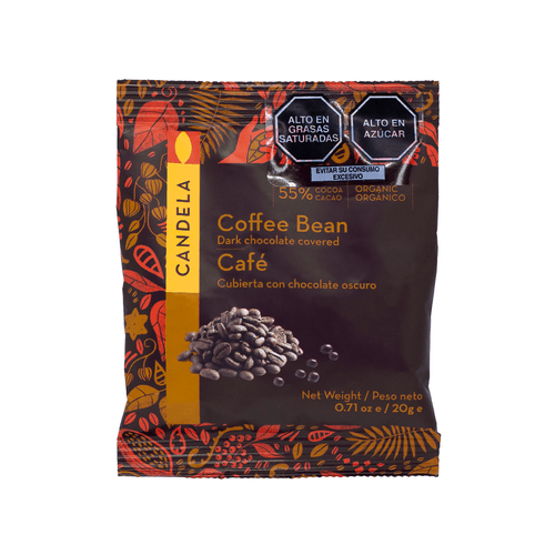 Café Cubierto con Chocolate Bitter Orgánico Candela 20 g
