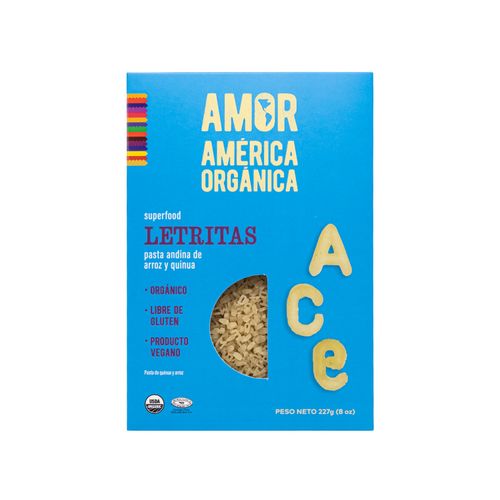 Pasta Letritas de Arroz y Quinua Orgánica América Orgánica 227 g
