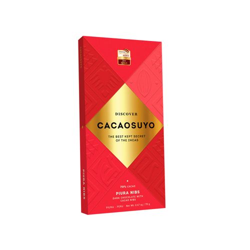 Chocolate Origen Piura con Nibs 70% Cacao Cacaosuyo 70 g