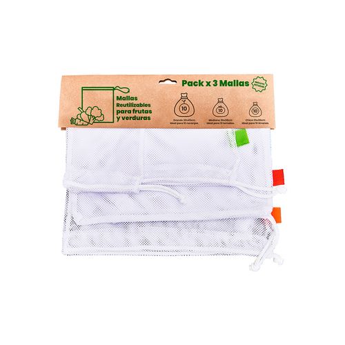 Set de Mallas Reutilizables Ecologics 3 mallas