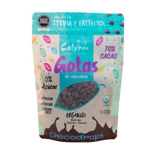 Gotas 70% Cacao con Eritritol y stevia orgánico Calypso 00 g