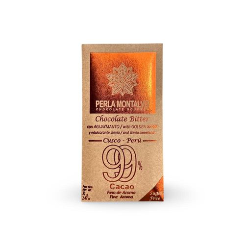 Chocolate Perla Montalvo 99% cacao con Aguaymanto