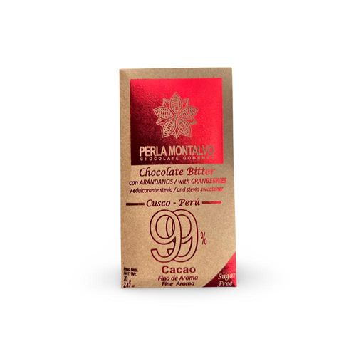 Chocolate Perla Montalvo 99% cacao con Arandandanos
