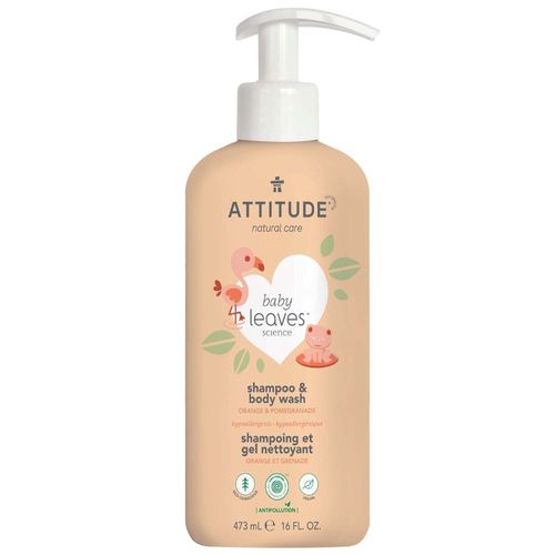 Shampoo y Gel de Baño de Naranja y Granada Attitude 473 ml