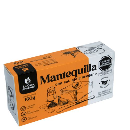 Mantequilla con sal, ajo y oregano 160 gr La Casa Artesanal