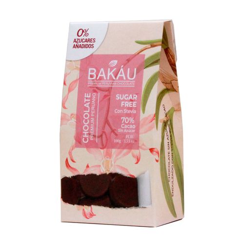 Chocolate c/stevia 70% 100gr Bakáu