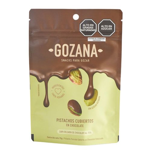 Pistachos cubiertos en Chocolate al 75% DoyPack Gozana