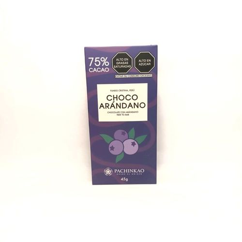 Choco Arándano 75% cacao x 45gr Pachinkao