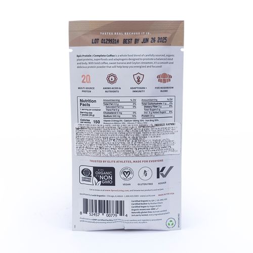 Proteína Vegana Epic Vegana sin Gluten de Café y Champiñones Sprout Living 38 g