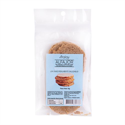 Alfajor de Kiwicha y coco rellenos de Mantequilla de Maní Vitalay und