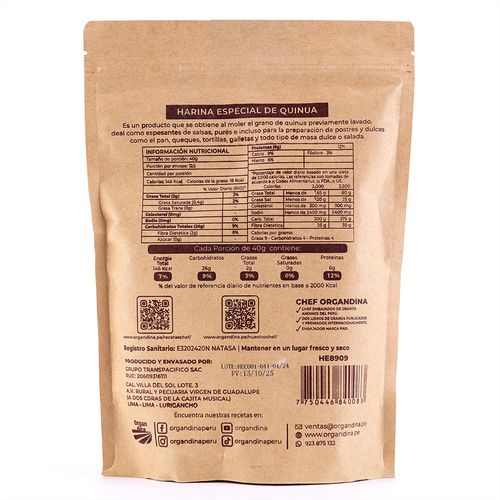 Harina Especial de Quinua Ecológica Organdina 500 g