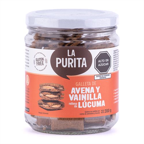 GALLETA DE AVENA Y VAINILLA RELLENAS DE LUCUMA LA PURITA 200GR