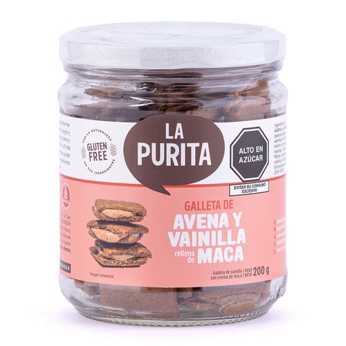 GALLETA DE AVENA Y VAINILLA RELLENAS DE MACA LA PURITA 200GR