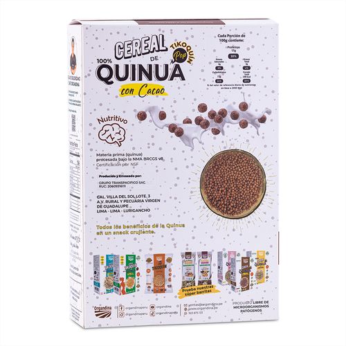 CEREAL POP QUINUA CACAO ORGANDINA 120 GR