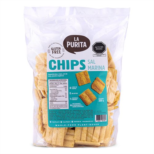 Chips de Maíz con Sal Marina La Purita Verdad 200 g