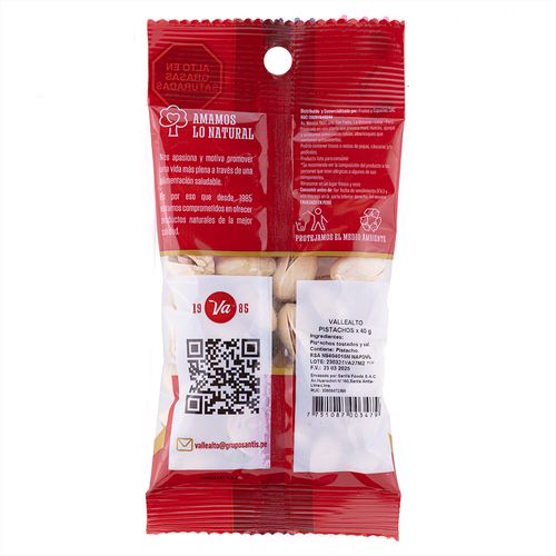 Pistacho Tostado Salado Vallealto 40 g