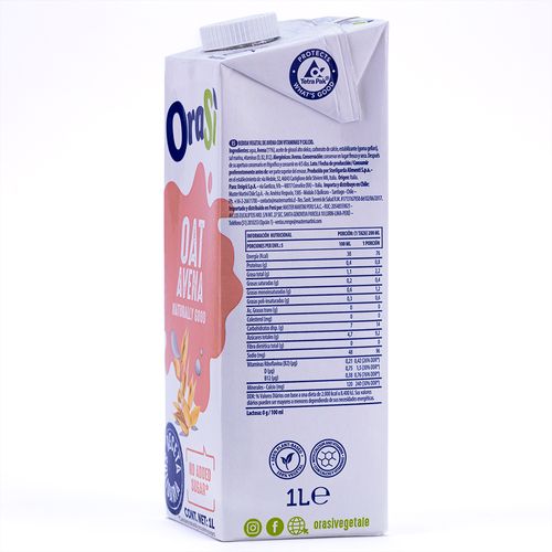 BEBIDA VEGETAL AVENA S/AZUCAR 1L ORASI