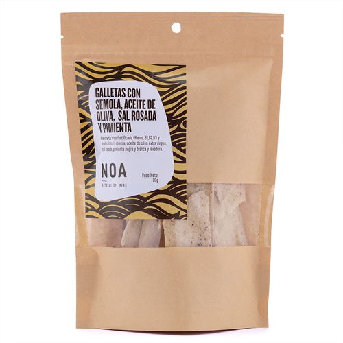 Galletas de Sémola, Aceite de Oliva, Sal Rosada y Pimienta Noa 80 g
