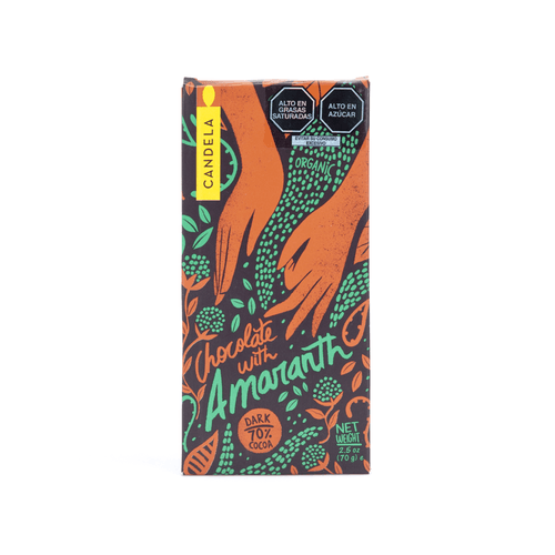 Chocolate Bitter 70% Cacao con Kiwicha Orgánico Candela 70gr