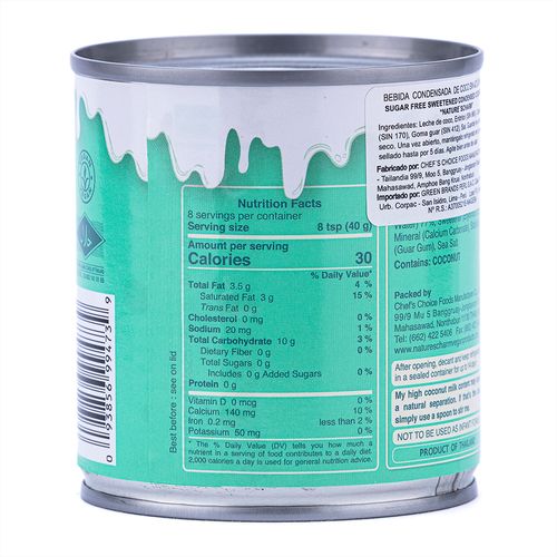Leche condensada coco sin azúcar 320gr Nature´s Charm