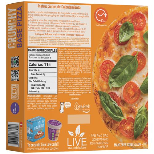Bases para pizza sin gluten keto caja 2und live lowcarb