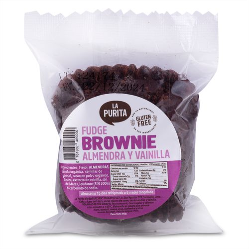 BROWNIE ALMENDRA Y VAINILLA LA PURIT 80G