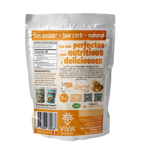 Chocolate Relleno c/Mantequilla de Mani Vivir Powersnacks x 6 unidades