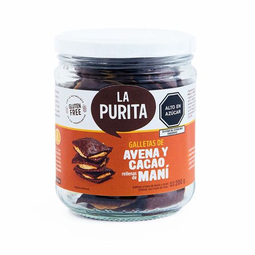 Galletas de Avena, Cacao y Maní La Purita Verdad 200 g
