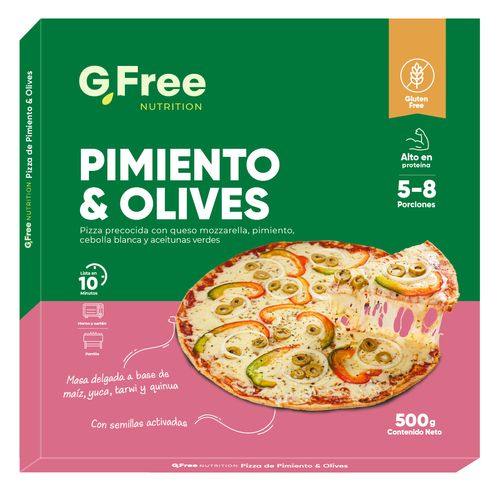 Pizza Congelada Pimiento y Olives 500gr Gfree Nutrition