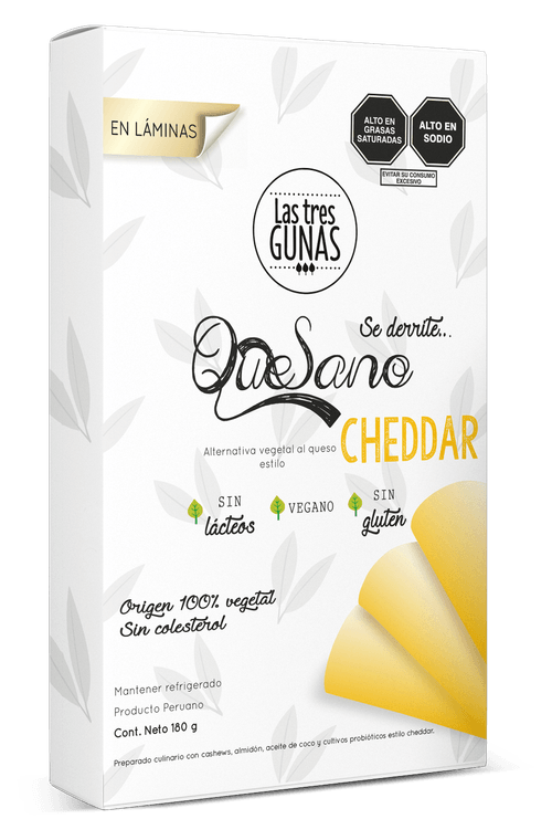 QueSano estilo Cheddar en láminas 180 gr Las Tres Gunas