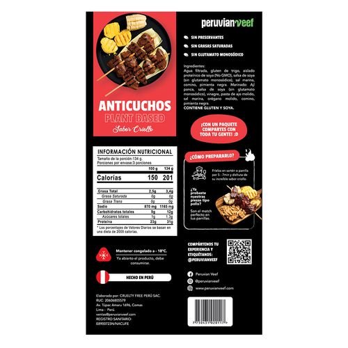 Anticuchos Plant Based 400 gr Peruvian Veef