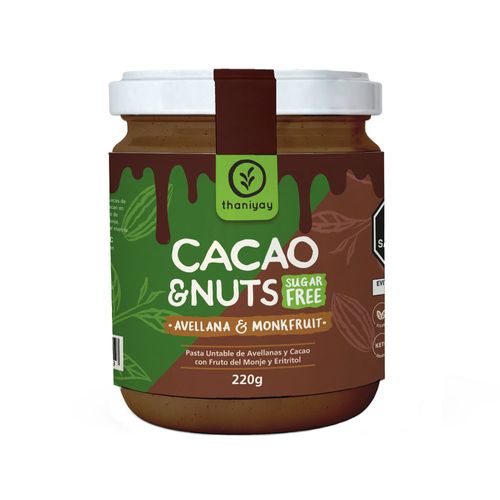 Cacao y Nuts Avellana y Monkfruit 220gr Thaniyay