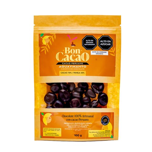 Aguaymanto grageado con chocolate 70% de Cacao Endulzado con Panela