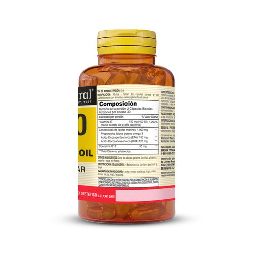 CoQ10 Vit E Omeg3 Fish Oil Mason 60cap