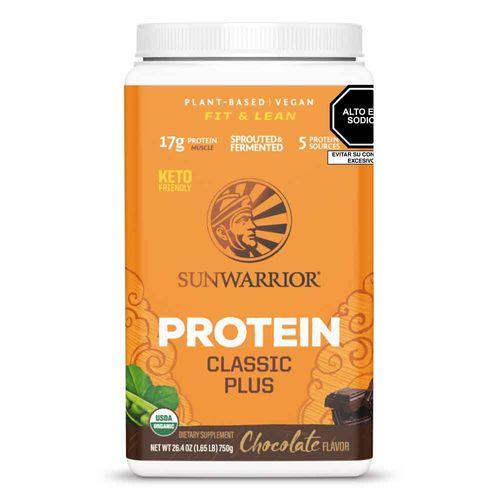 Proteína Classic Plus Sabor Chocolate Sunwarrior 750 g