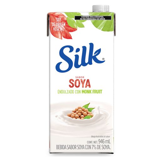 Bebida soya sin azúcar c/monkfruit Silk 946ml