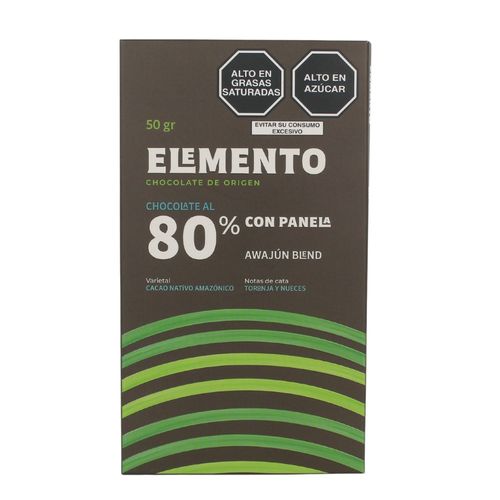 Chocolate con Panela 80% Cacao Elemento 50 g