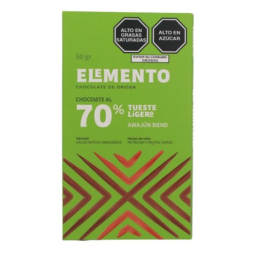 Chocolate Tostado Ligero 70% Cacao Elemento 50 gr.