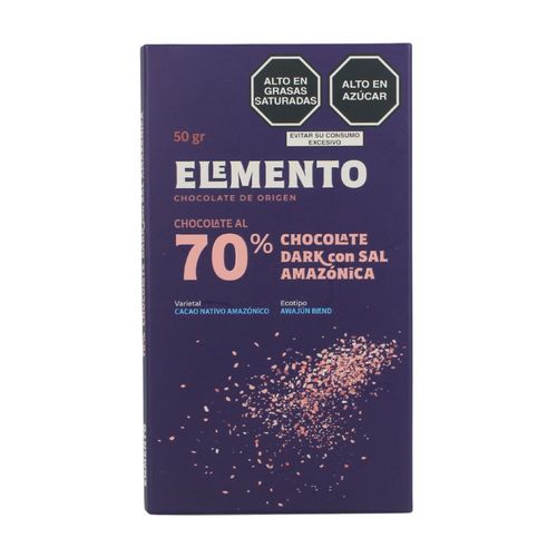 Chocolate 70% fusión con sal amazo 50gr Elemento