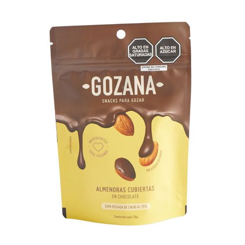 Almendras gozana cubiertas en chocolate 70 gr
