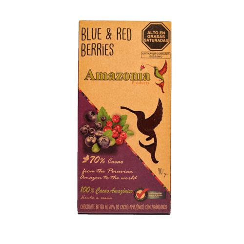 Chocolate Bitter 70% Cacao con Arándanos Azules y Rojos Amazonia 90 g