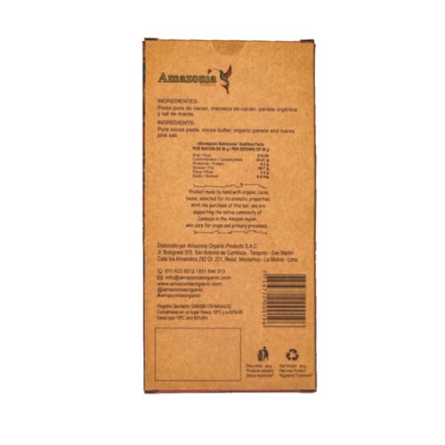 Chocolate Bitter con Sal de Maras 70% Cacao Amazonia 90 g