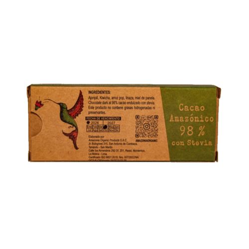 Barra de Ajonjolí con Chocolate Dark 98% Cacao 40 g