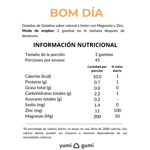 Yumi gumi bom dia con vitaminas sabor limon con magnesio y zinc
