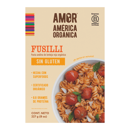 Fusilli pasta andina de lenteja roja org América Orgánica